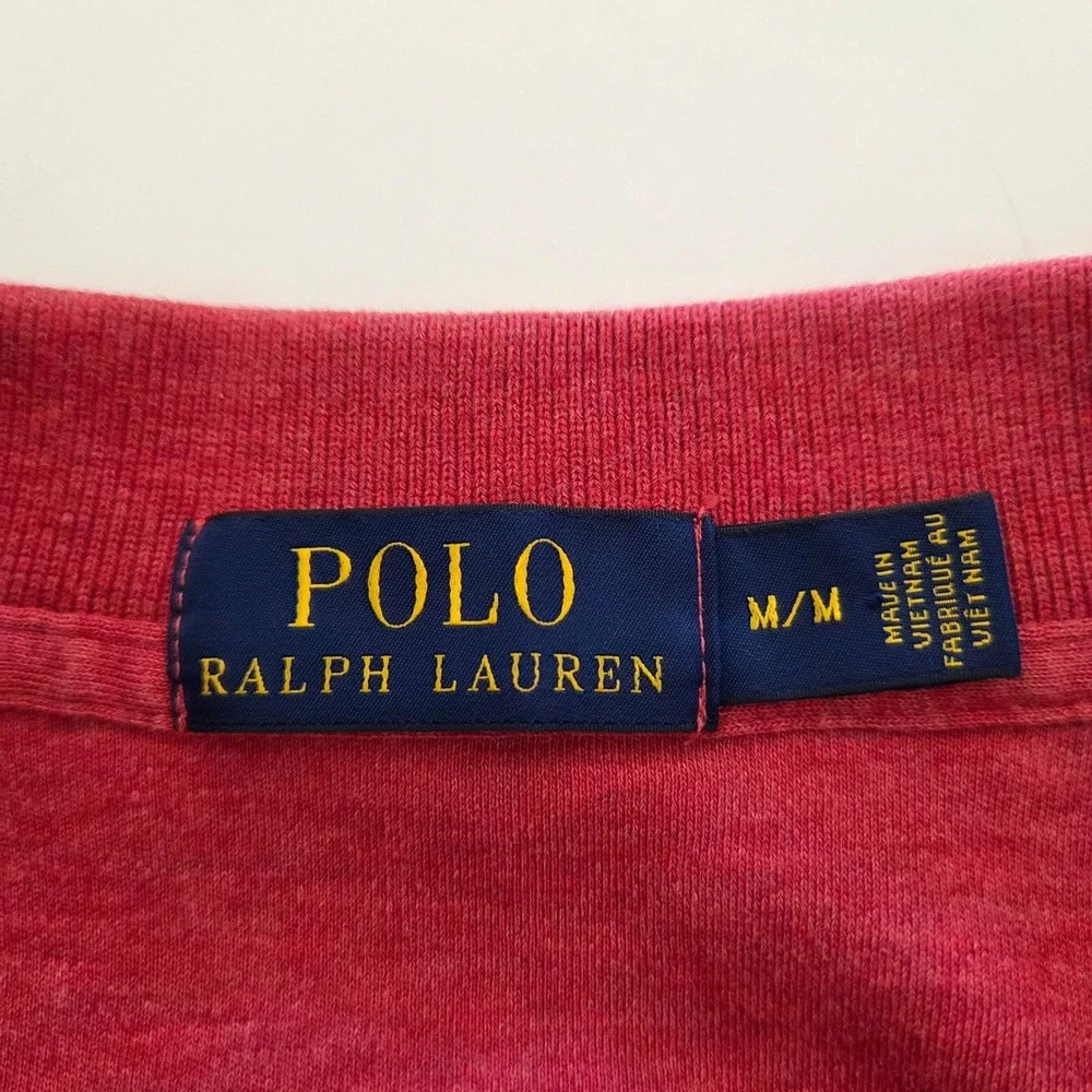 Polo Ralph Lauren Polo Shirt Red Long Sleeve Cotton Mens Medium